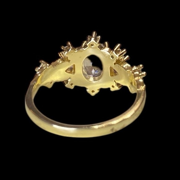 Ring- Gold Tone Ring with White (Clear) and Pink Rhinestones in Size 8 - Picture 4 of 6